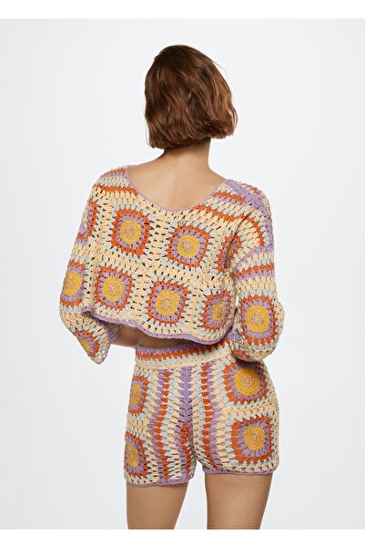 MANGO Woman Kadın Pamuklu Kroşe Kazak