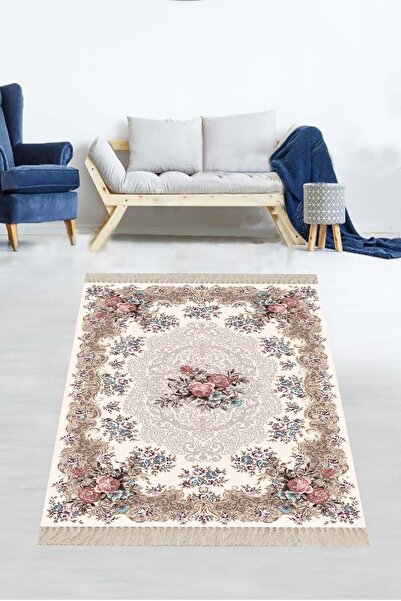 on the clouds Gül Desenli Dijital Baskı Yıkanabilir Modern Salon Halı Ve Yolluk