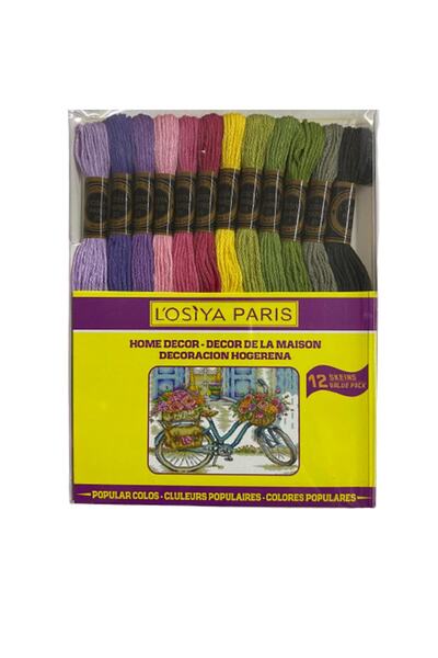 LOSİYA PARİS Muline Etamin Koton Ață de brodat Set de 12 bucăți