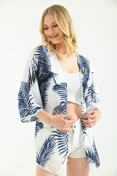 VOLT CLOTHİNG Γυναικείο κιμονό από βισκόζη με λεπτομέρειες από γκουπέρ παλάμης