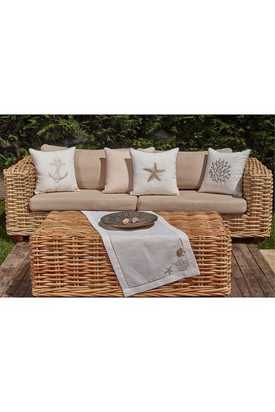 caka home design Star Covered Star ( Ecru Background / Stone Embroidery / 45x45 Cm )