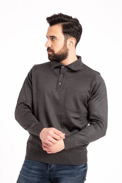 NOBLE STORE Men's Fine Wool Knitwear Knitted Polo Collar Sweater 00198
