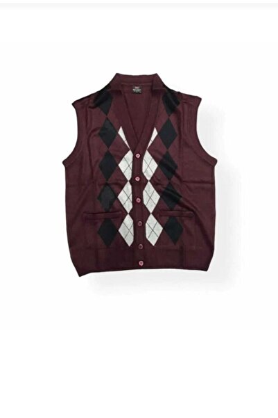FERRY BUTİK Men's Patterned Thin Wool Knitwear Dad Vest
