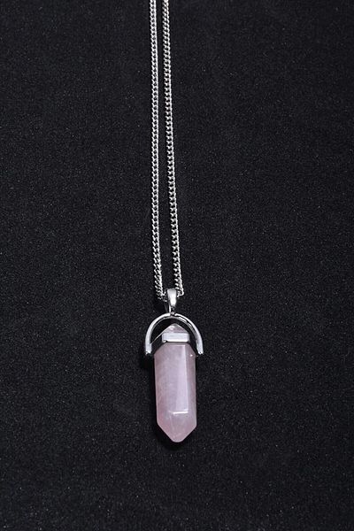 Gümüştel Certified Pink Quartz Natural Stone Pandula Necklace