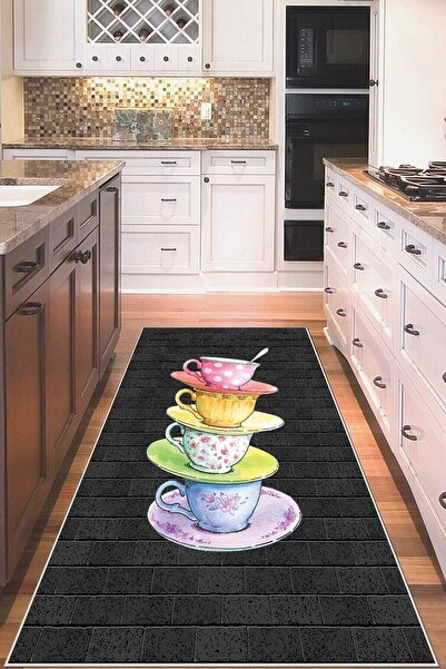 on the clouds Gri Kahve Fincanı Desenli Yıkanabilir Kaymaz Taban Leke Tutmaz ...