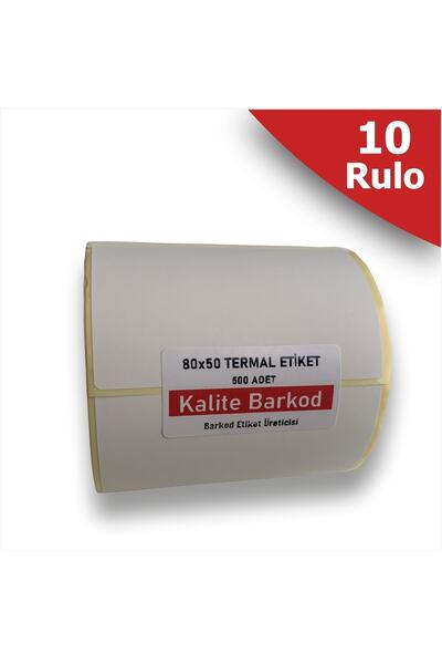 Kalite Barkod Etichetă termică 80x50 |   10 role de etichete cu coduri de bare