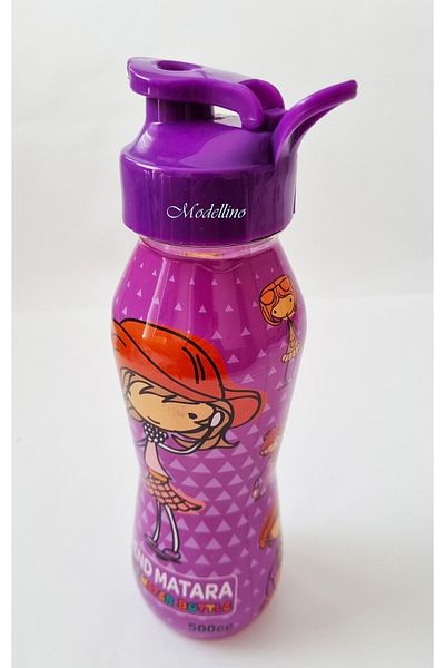 Modellino Licensed Trend 500cc Transparent Girl's Water Bottle with Purple Lid