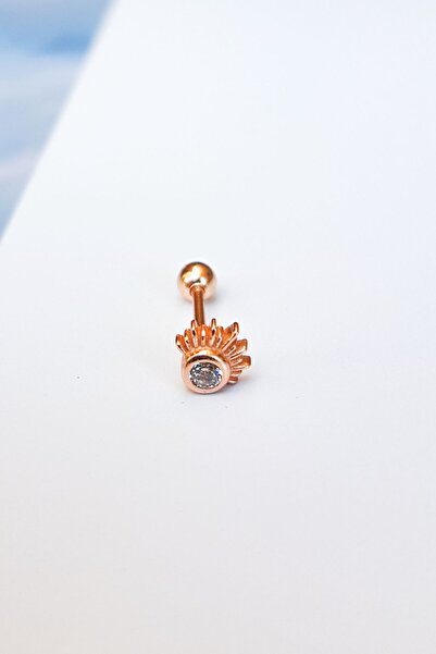 MorMajor Silver Tekli, Tek Taş Star Gümüş Piercing Küpe