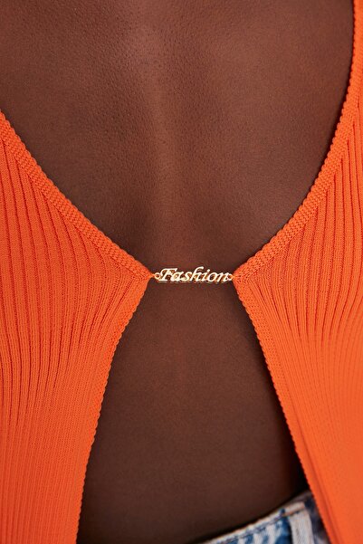 Trendyol Collection Orange Jewelry Detailed Knitwear Cardigan TWOSS22HI0050