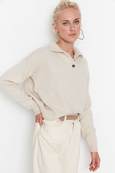 Trendyol Collection Pulover din tricotaje de bază cu textura moale Stone TWOAW23KZ00074