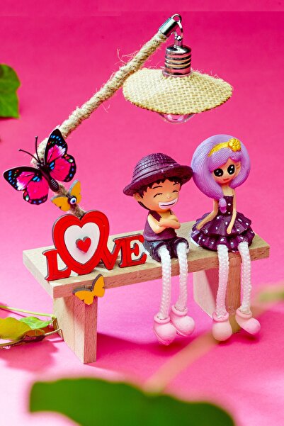 RİVRİVHEDİYELİK Genç Kadın&erkek Tatlı Biblolu Işıklı Hediyelik Eşya Ahşap Ev...