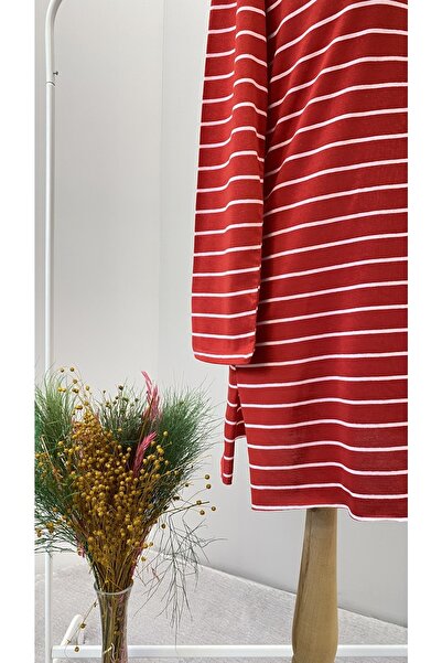 morlimo Çizgili Pamuklu Uzun Kol Tunik