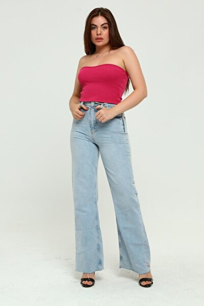 KİM Kİ O Γυναικείο πολύχρωμο crop top χωρίς τιράντες Fujya