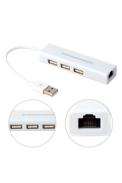Triline Usb To Rj45 Ethernet + Usb 3 Port Hub Çoklayıcı