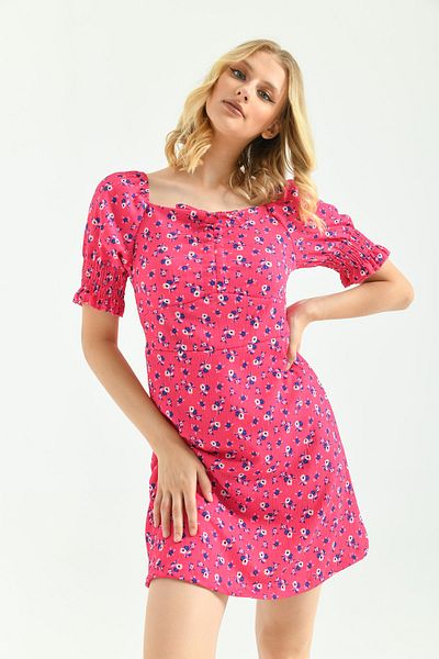 VOLT CLOTHİNG Rochie mini de damă cu model floral adunat în față