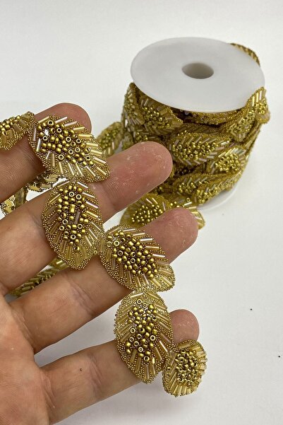 Hayalperest boncuk Yaprak Desen Ütüyle Yapışan Şerit Taş Aplik