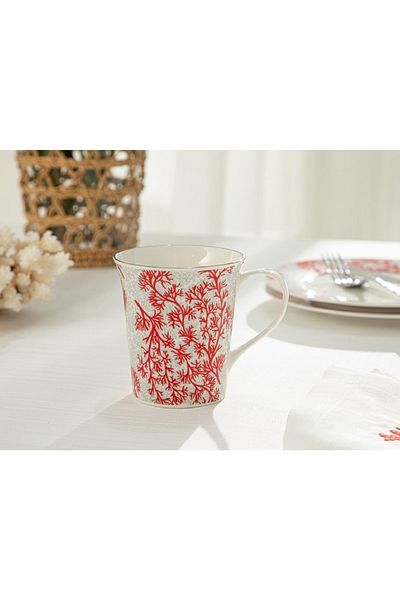 English Home Arzu Sabancı Coral Reef Bone Porcelain Mug 330 ml Gray - Red