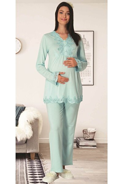 by İGP Mecit Turkuaz trudnički vezeni pidžama set