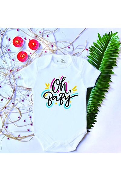 LoveStore Unisex Baby Oh Baby Printed 100% Cotton Snap-On Bodysuit