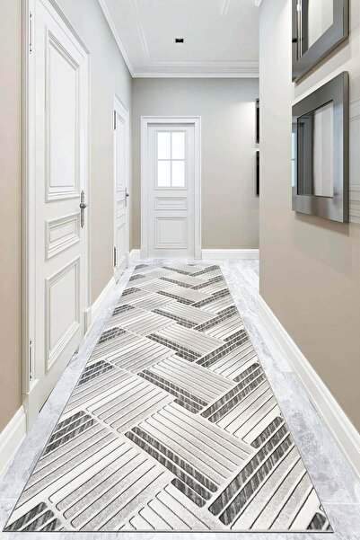 ALgorand Home Gray Modern Non-Slip Washable Based Cutting Roll Runner Cappadocia