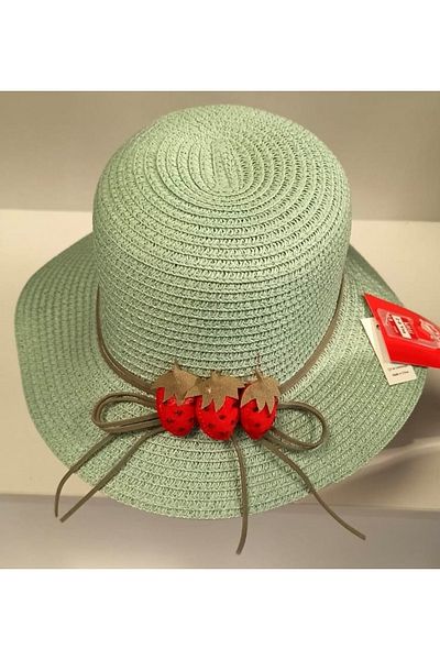 Kitti Arıcı Store New Season Mint Color 2-6 Years Old Children's Straw Hat
