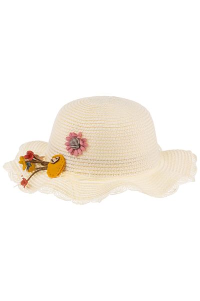 Kitti Arıcı Store New Season Cream Color 6-12 Years Old Children's Straw Hat