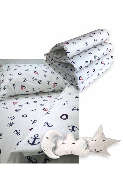 Babynia Cotton 90x130 Furniture Crib Sleeping Set with Sailor Anchor (10 Pieces)