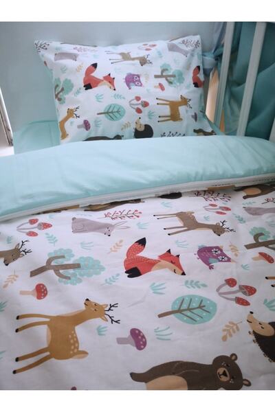 Babynia 100% Cotton Baby/Child Pillow Sheet Quilt Set Nature Patterned Mint G...
