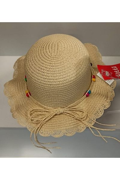 Kitti Arıcı Store New Season Light Beige Color 6-12 Years Old Children's Straw Hat