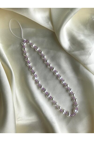 PEONY peonyofficiall Lila Kristal Ve Inci Tasarım Telefon Charmı Telefon Ipi