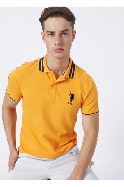 U.S. Polo Assn. ΒΑΣΗ. Ανδρικό μπλουζάκι Polo Assn Polo Neck - Κίτρινο, GSD01IY22