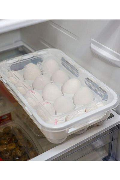 Dükkanönü Peggy Egg Box Egg Storage Container Egg Organizer 15 Pieces Refrigerator Organizer