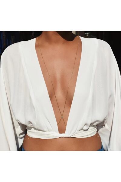 pop up store 14k Altın Kaplama Taşlı Vücut Aksesuarı