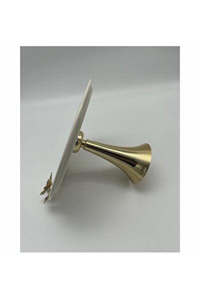 Elzem Dekoratif Krem Renk Gold Ayaklı Kek Standı Kelebekli Pasta Sunumluğu