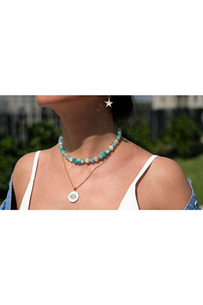 Atelier Sriza Kristal Boncuklu Ve Zincirli Kolye Takım Rita