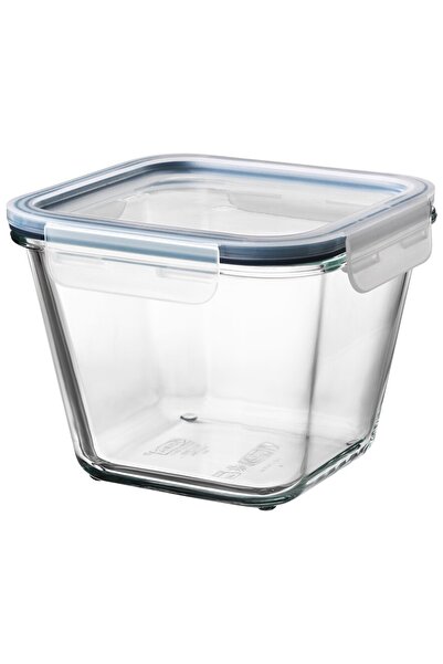 IKEA 1,2 Lt 15x15x12 Cm Kare Kapaklı Saklama Kabı Cam - Plastik