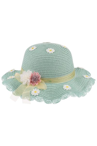 Kitti Arıcı Store New Season Mint Color 2-6 Years Old Children's Straw Hat