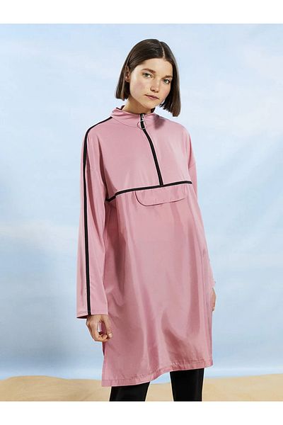 LC Waikiki High Collar Plain Long Sleeve Women's Hijab Swimsuit Top