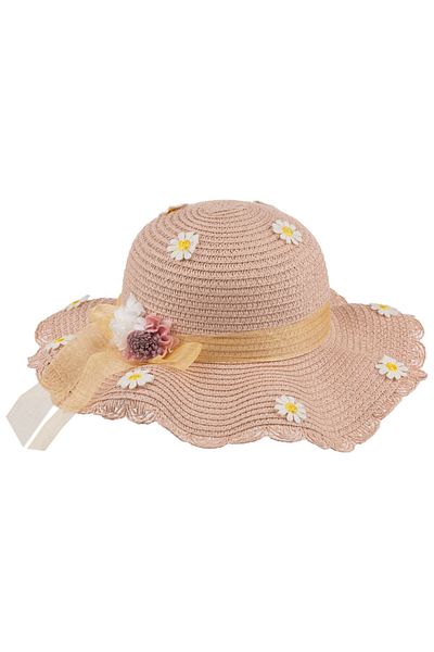 Kitti Arıcı Store New Season Dark Pink Color 2-6 Years Old Children's Straw Hat
