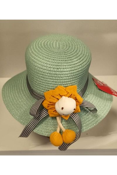 Kitti Arıcı Store New Season Mint Color 2-6 Years Old Children's Straw Hat