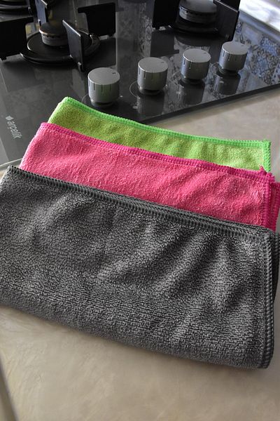 Fine Clean (3 Pieces) Microfiber High Weight Shiny Magic Built-in Cooker Hood Oil Cloth