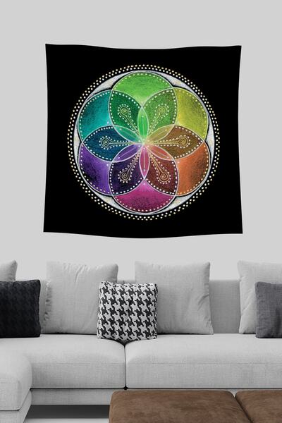 Morfil Sanat Atölyesi نسيج الجدار زهرة الحياة مجردة الفني ديكور الجدار القماش