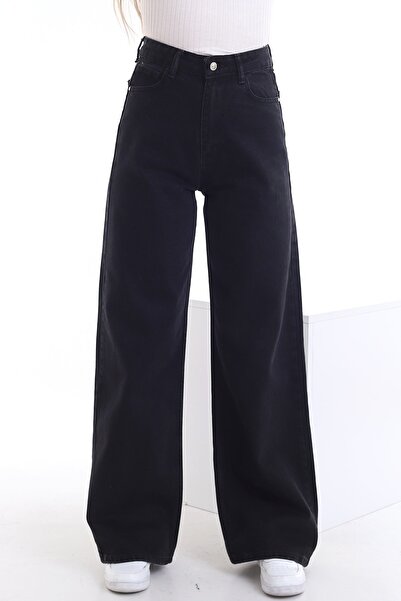 Livik جينز كاجوال عالي الخصر وواسع الساق من الليكرا بالازو