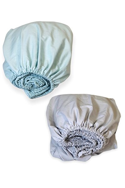 Babynia Cotton Baby Kids Fitted Sheet 50x90 (2 Pieces) Mint Green And Gray