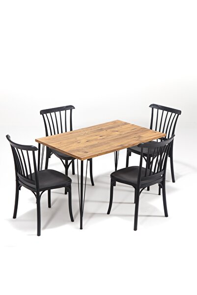 MOBETTO Home Nero Masa + Violet Sandalye Masa Takımı -siyah