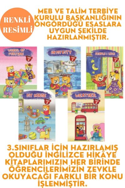 Ata Yayıncılık Stage-3 English Story Book Set for 3rd Graders 5 Books English Grammar Oxford English