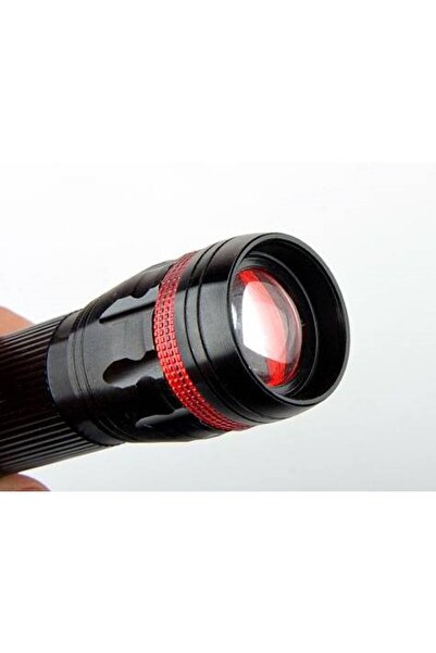 FırsatYeri Zoomlu Alüminyum El Feneri 10.5x3.6 cm Siyah 1 Adet Dayanıklı Güvenlik Kullanımı Uzun Menzil 2 km