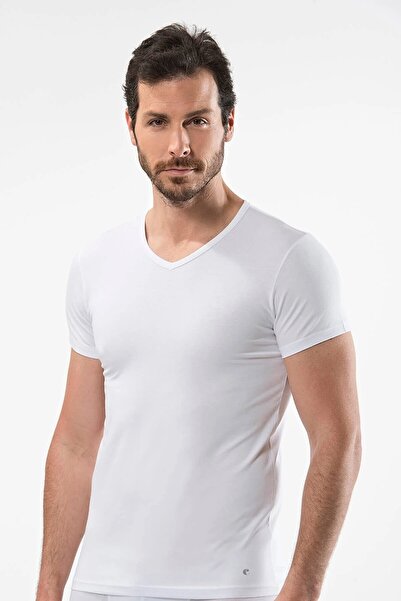 Cacharel 2 τμχ Ανδρικό μπλουζάκι με λαιμόκοψη 47% μοντάλ 47% βαμβάκι 6% ελαστάνη