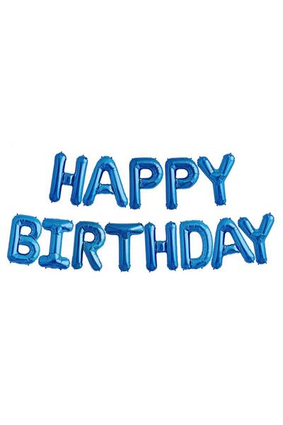 Happy Birthday Yazılı Harf Folyo Balon 16 Inç 40 Cm Mavi