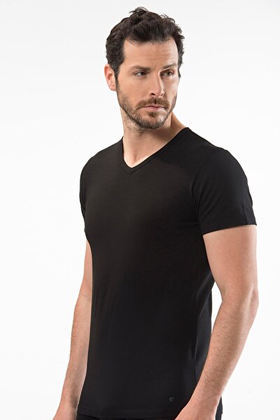 Cacharel 5 تيشيرتات رجالية برقبة على شكل حرف V 47% مودال 47% قطن 6% إيلاستان